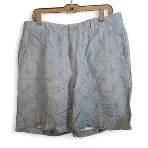 Cubavera Light Blue Leaf-Print Flat Front Shorts